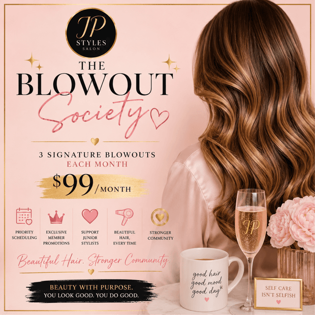 The blowout society membership at JP Styles Guild Salon LLC in Castleton, NY